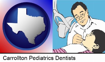 a pediatrics dentist and a dental patient in Carrollton, TX