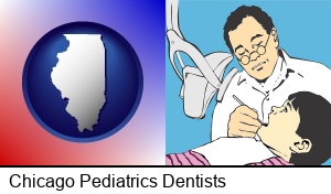 Chicago, Illinois - a pediatrics dentist and a dental patient