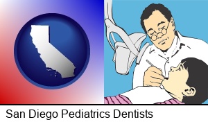 San Diego, California - a pediatrics dentist and a dental patient
