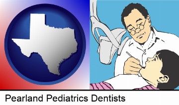 a pediatrics dentist and a dental patient in Pearland, TX