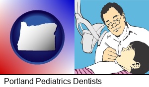 Portland, Oregon - a pediatrics dentist and a dental patient